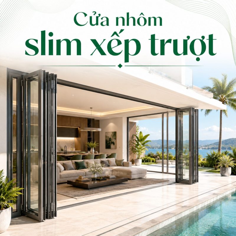 Cửa nhôm slim xếp trượt