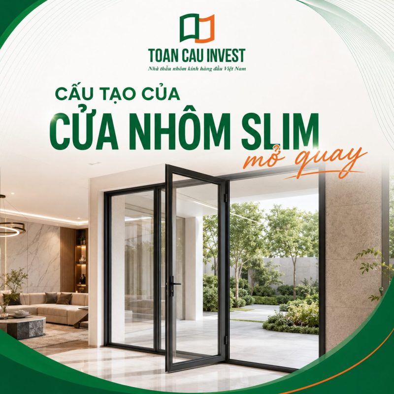 Cấu tạo của cửa nhôm slim mở quay
