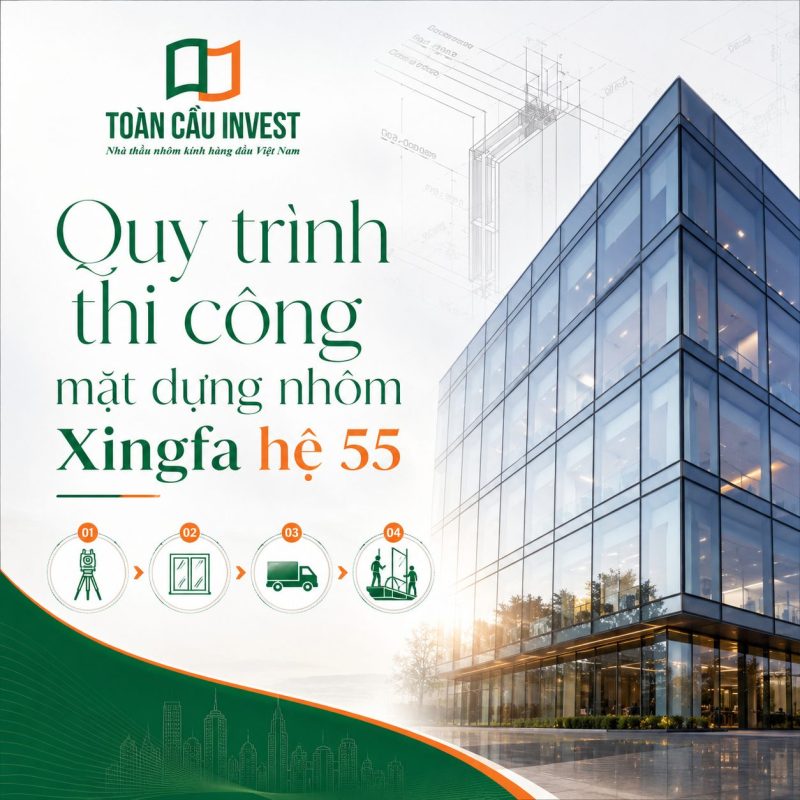 Quy trình thi công mặt dựng nhôm xingfa hệ 55