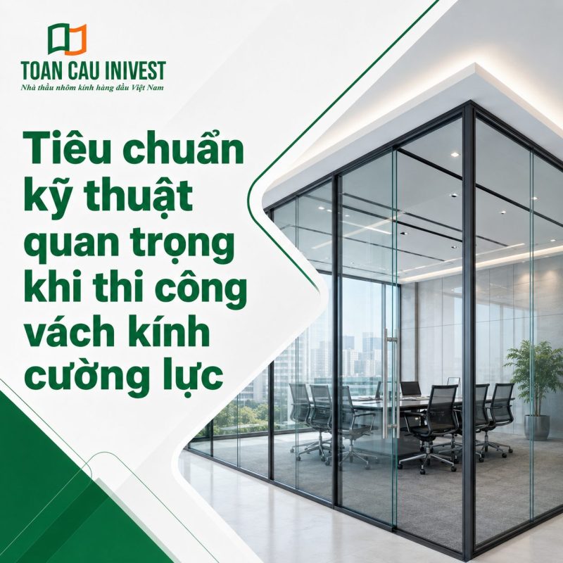 Tiêu chuẩn kỹ thuật quan trọng khi thi công vách kính cường lực