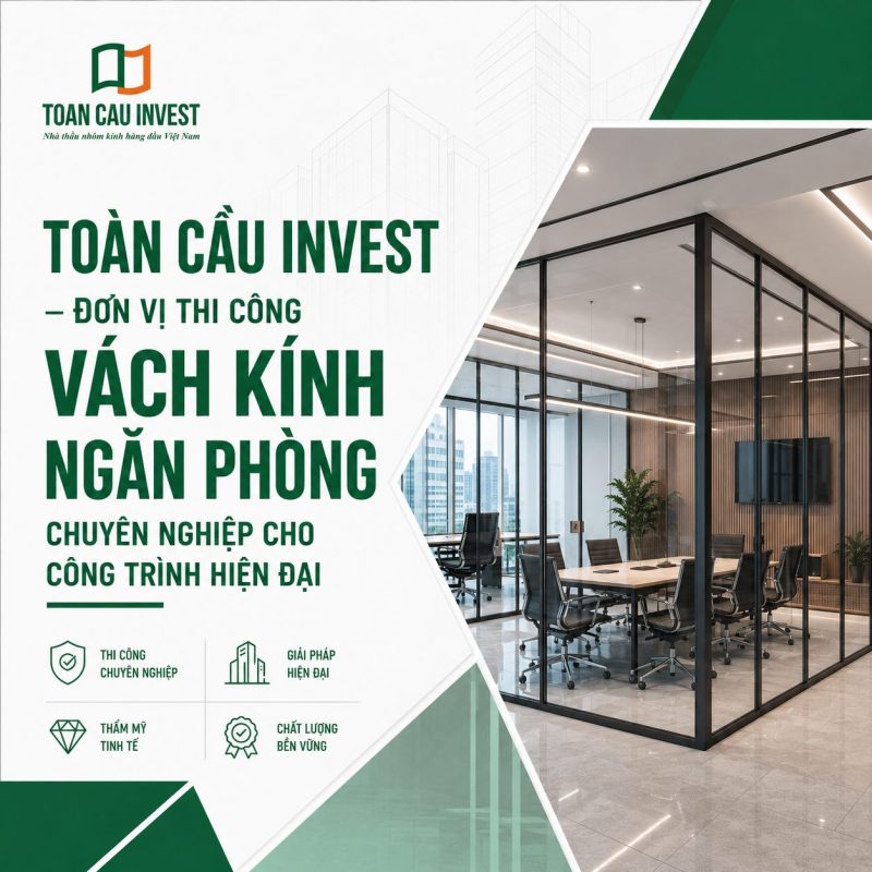 Toàn Cầu Invest - đơn vị thi công vách kính ngăn phòng