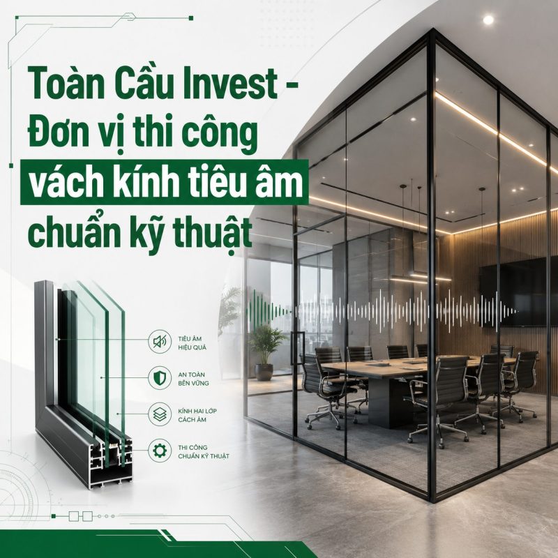 Toàn Cầu Invest - Đơn vị thi công vách kính tiêu âm chuẩn kĩ thuật