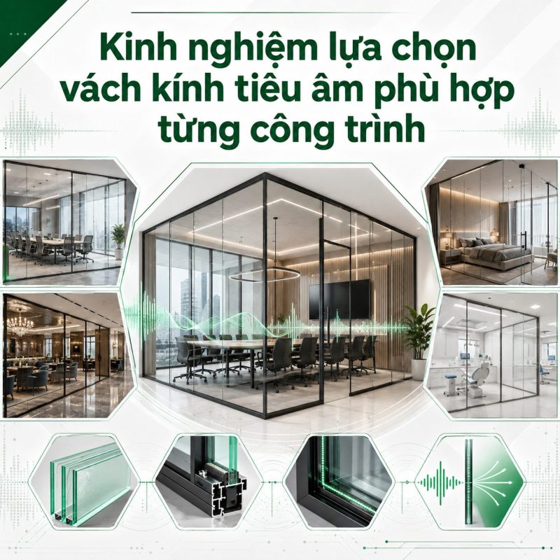 Kinh nghiệm lựa chọn vách kính tiêu âm phù hợp với từng công trình