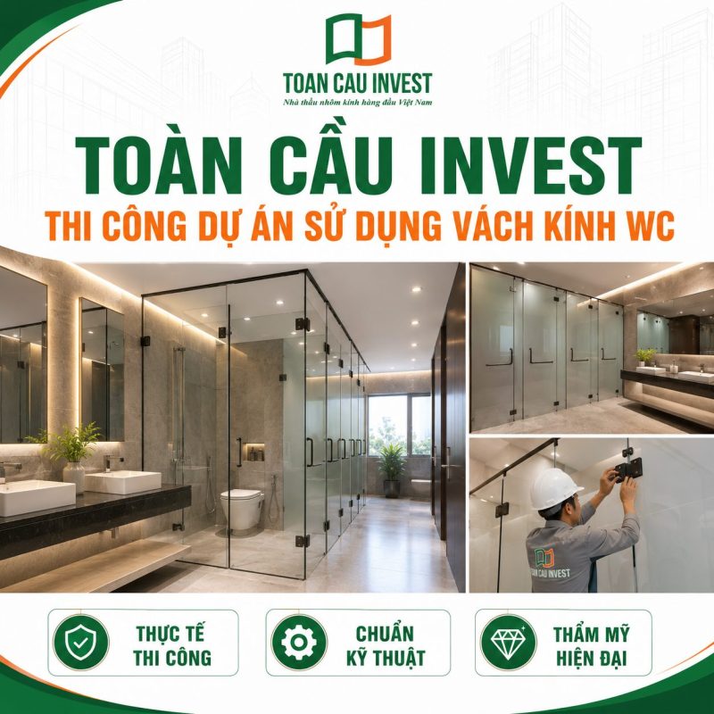 Toàn Cầu Invest - Thi công dự án sử dụng vách kính wc