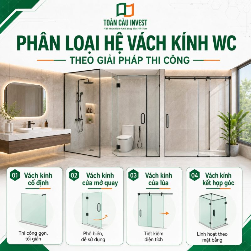 Phân loại vách kính wc