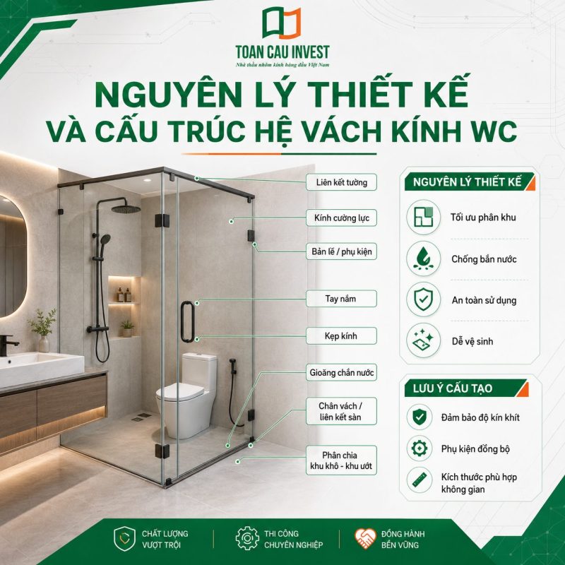 Nguyên lý thiết kế và cấu trúc hệ vách kính wc
