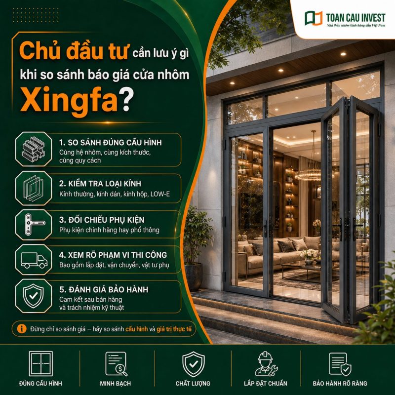 Chủ đầu tư cần lưu ý gì khi so sánh báo giá cửa nhôm xingfa