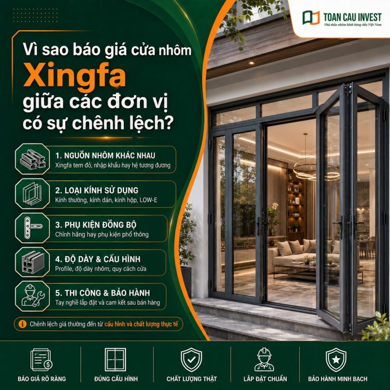 Vì sao báo giá cửa nhôm xingfa giữa các đơn vị có sự chênh lệch