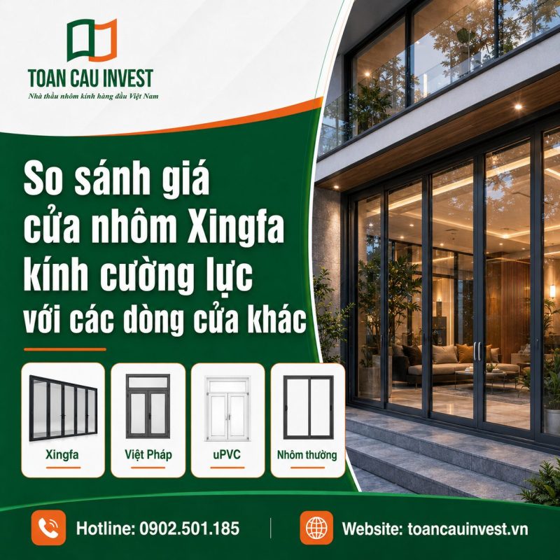 So sánh giá cửa nhôm xingfa kính cường lực với các dòng khác