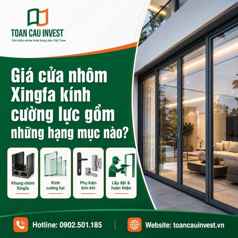 Giá cửa nhôm xingfa kính cường lực bao gồm những hạng mục nào