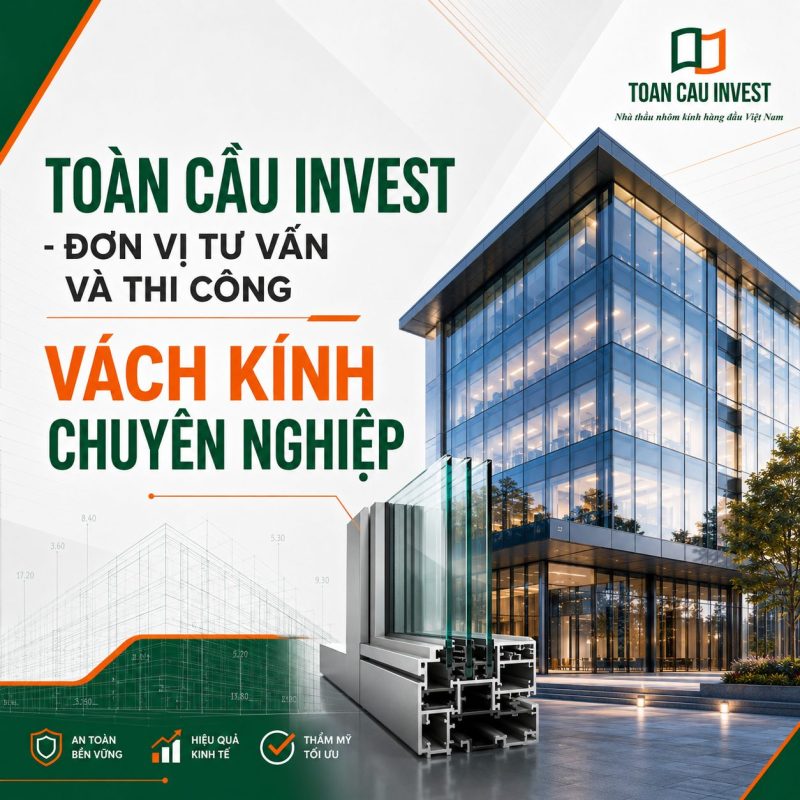 Toàn Cầu invest - Đơn vị tư vấn và thi công vách kính chuyên nghiệp