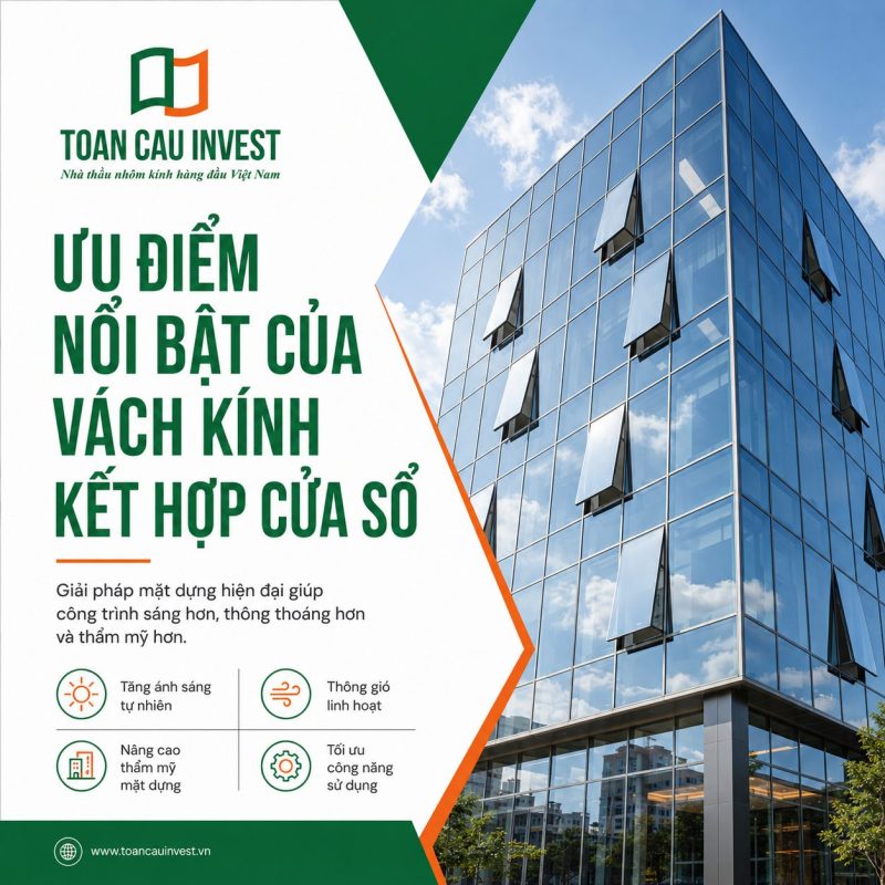 Cưu điểm nổi bật của vách kính kết hợp cửa sổ
