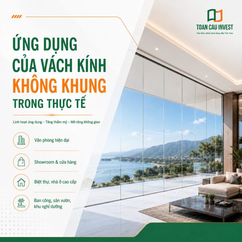 Ứng dụng của vách kính không khung trong thực tế