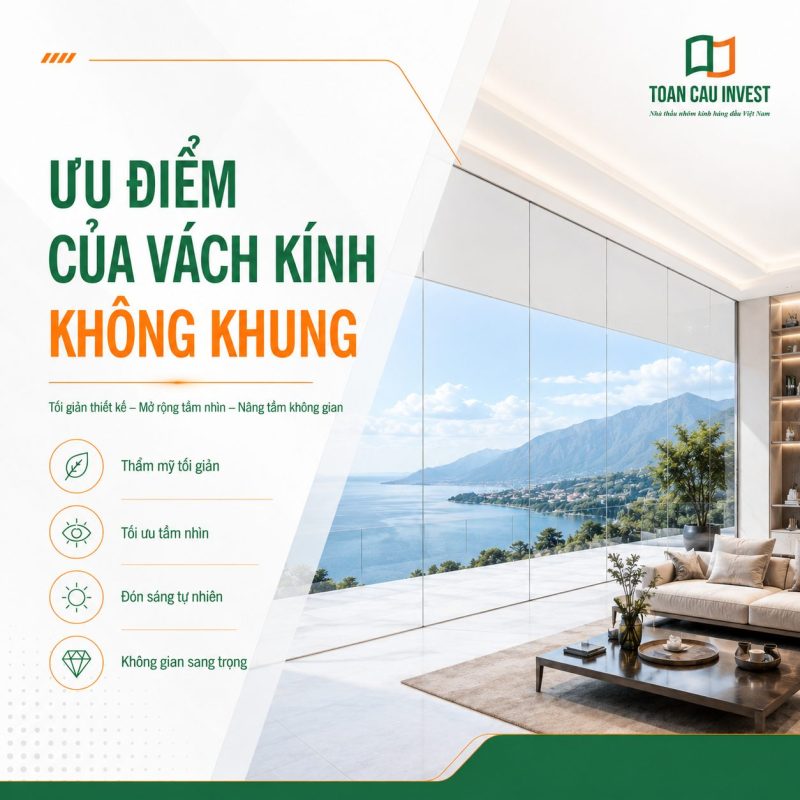 Ưu điểm của vách kính không khung