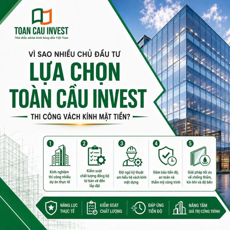 Lựa chọn Toàn Cầu Invest thi công nhôm kính mặt tiền