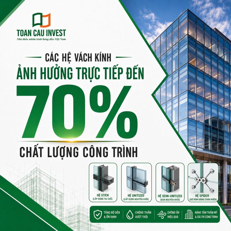 Các hệ vách kính ảnh hưởng trực tiếp đến 70% chất lượng công trình