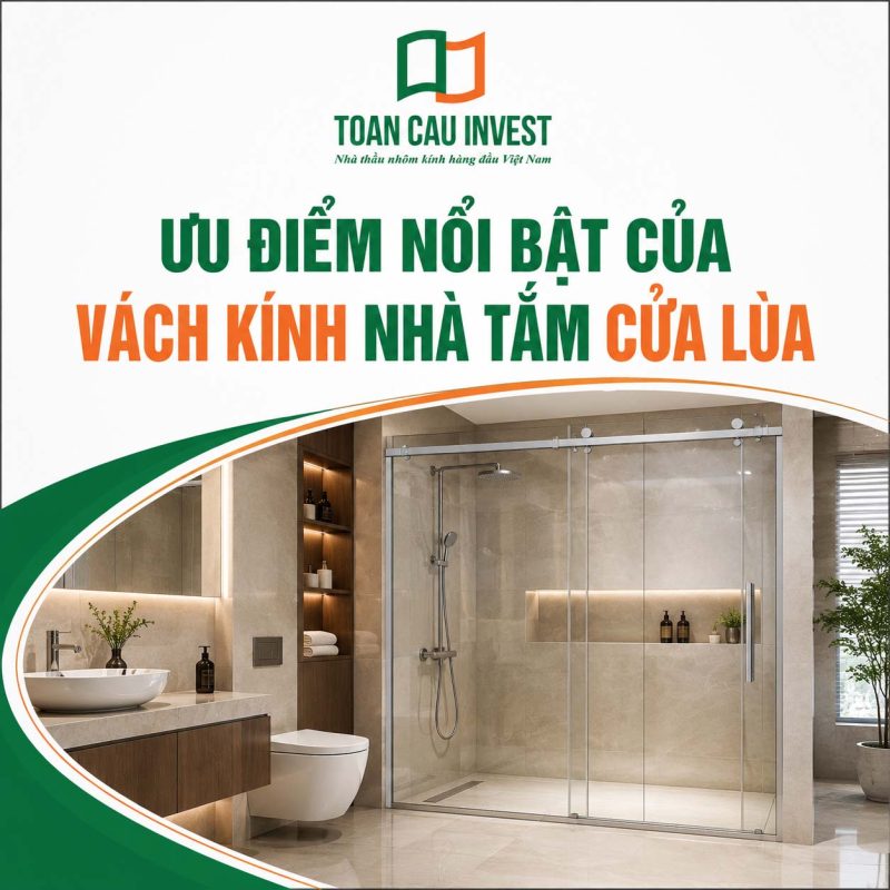 Ưu điểm nổi bật của vách kính nhà tắm cửa lùa