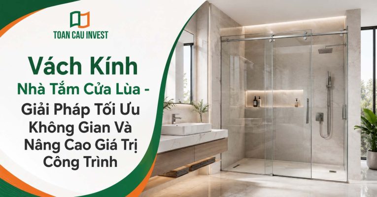 Vách kính nhà tắm cửa lùa