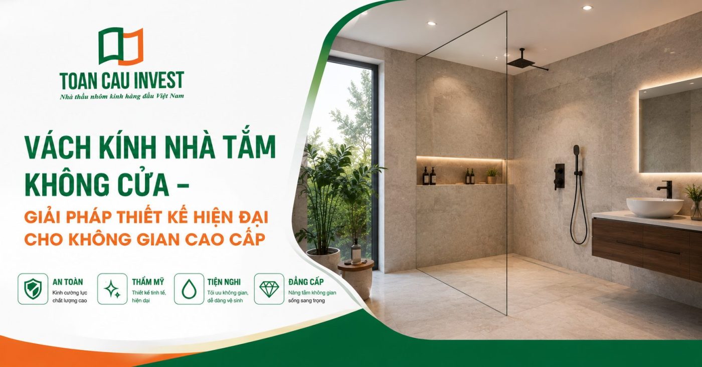 Vách kính nhà tắm không cửa