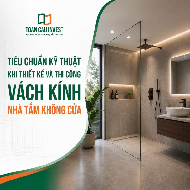 Tiêu chuẩn kĩ thuật khi thiết kế vách kính nhà tắm không cửa