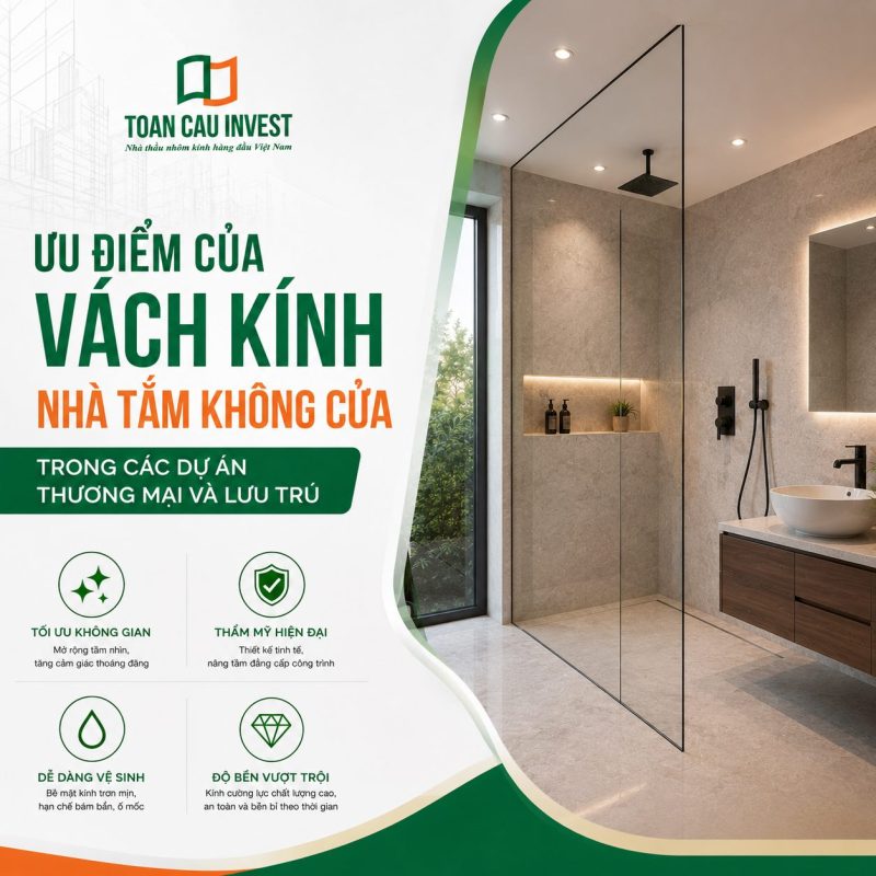 Ưu điểm vách kính nhà tắm không cửa