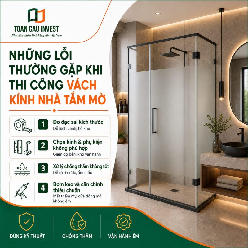 Những lỗi thi công vách kính nhà tắm mờ