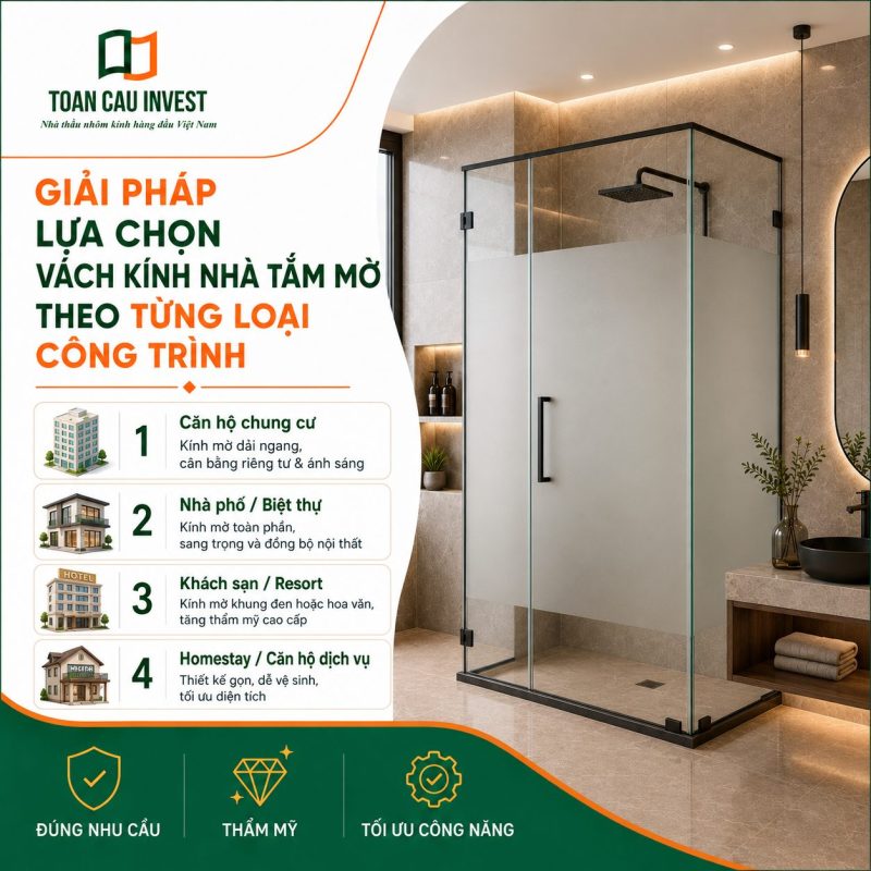Giải pháp lựa chọn vách kính nhà tắm mờ