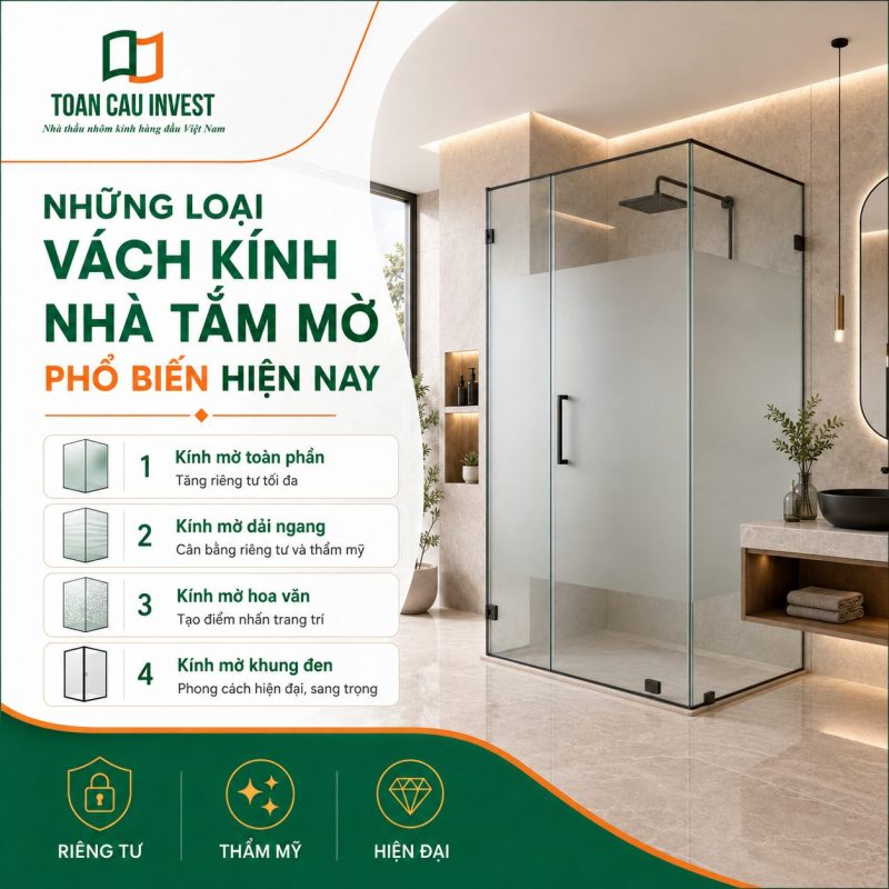 Những loại vách kính mờ nhà tắm