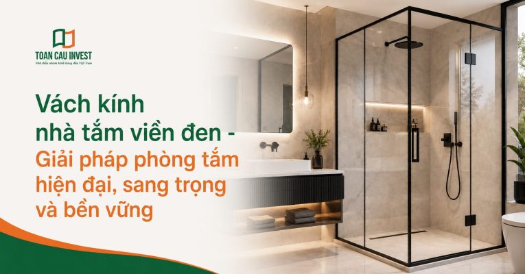 Vách kính nhà tắm viền đen