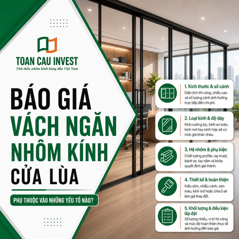 Báo giá vách ngăn nhôm kính cửa lùa
