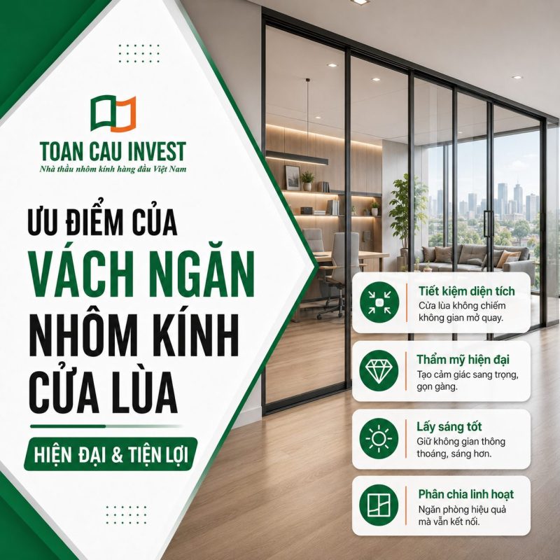 Ưu điểm của vách ngăn nhôm kính cửa lùa