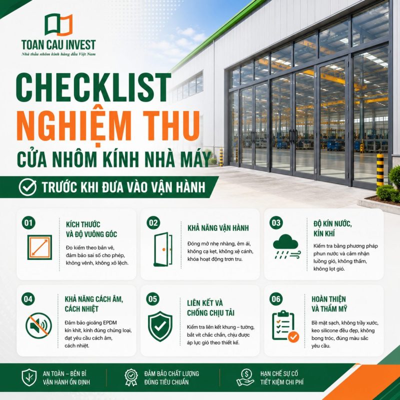 Check list nghiệm thu của nhôm kính nhà máy