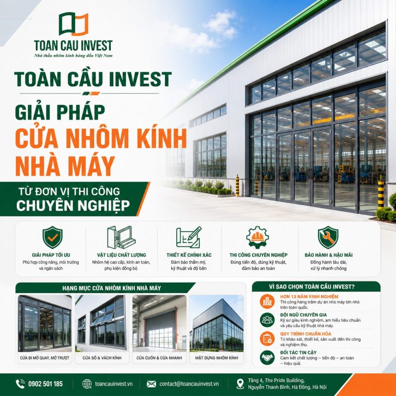 Toàn Cầu Invest - Giải pháp cửa nhôm kính nhà máy
