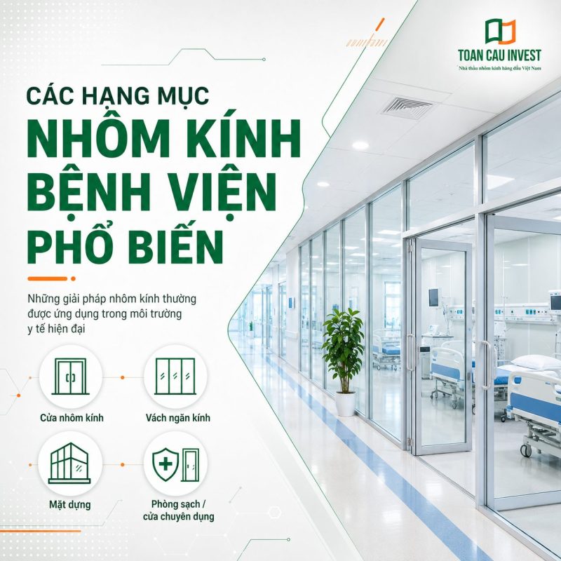 Các hạng mục nhôm kính bệnh viện phổ biến