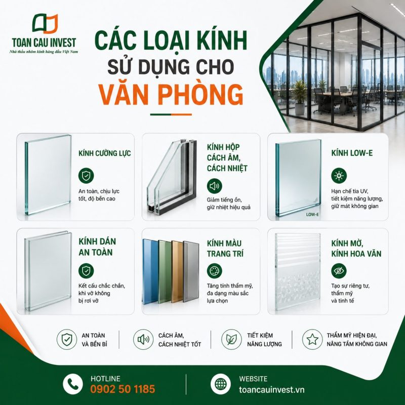 Các loại kính sử dụng cho văn phòng