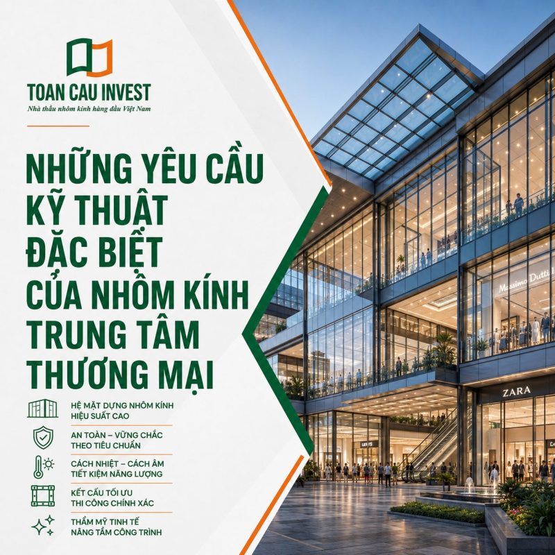Những yêu cầu kĩ thuật đặc biệt của nhôm kính trung tâm thương mại