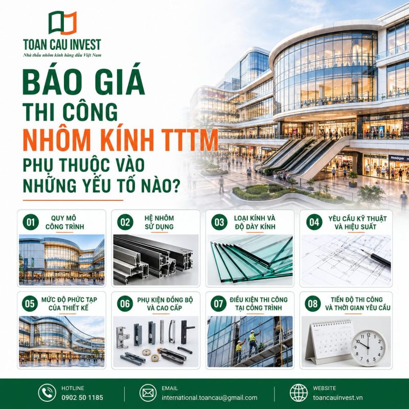 Báo giá thi công nhôm kính TTTM phụ thuộc vào những yếu tố nào