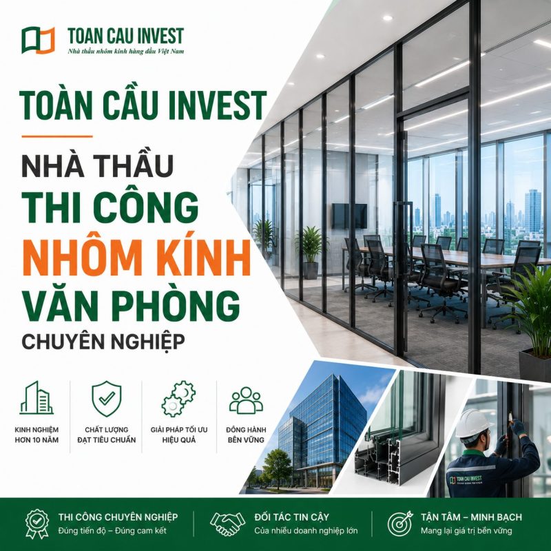 Toàn Cầu Invest - Nhà thầy thi công nhôm kính văn phòng chuyên nghiệp