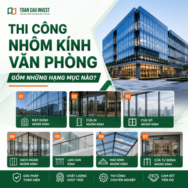 Thi công nhôm kính văn phòng