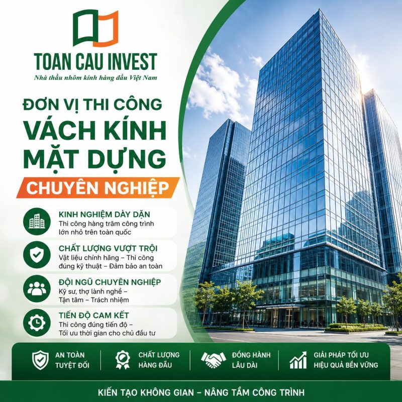 Đơn vị thi công vách kính mặt dựng chuyên nghiệp