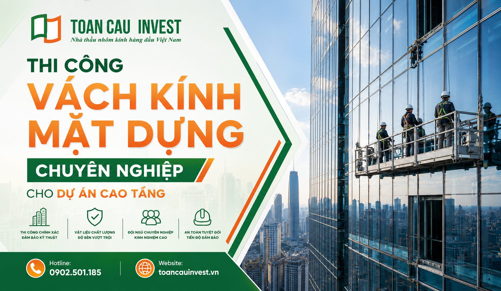Thi công vách kính mặt dựng