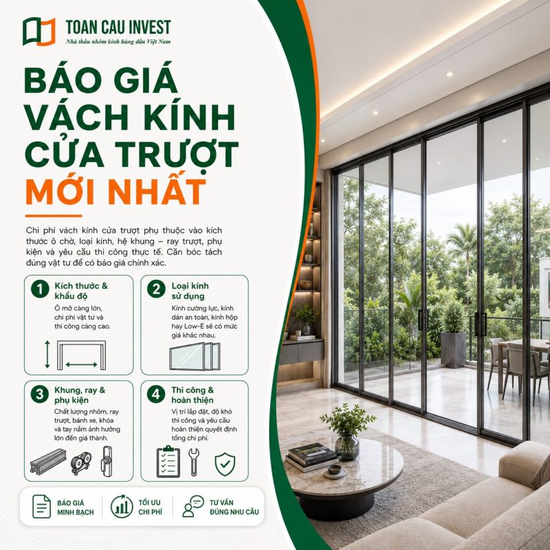 Báo giá vách kính cửa trượt mới nhất