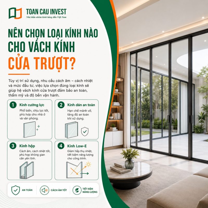 Nên chọn loại vách kính nào cho cửa trượt