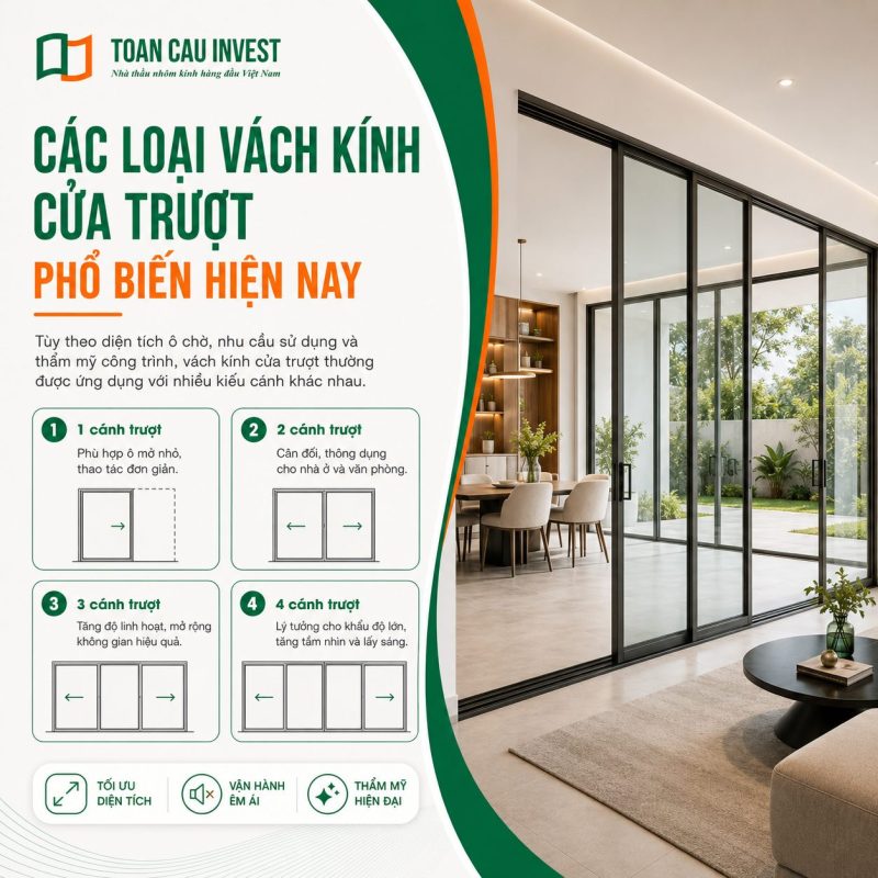 Các loại vách kính cửa trượt