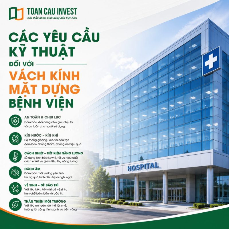 Cách yêu cầu kĩ thuật vách kính mặt dựng bệnh viện