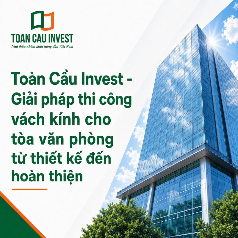 Toàn Cầu Invest - Giải pháp thi công vách kính cho tòa nhà văn phòng từ thiết kế đến hoàn thiện
